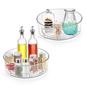 2pack - 9.6" clear lazy susan organizer for cabinet – quality-crafted, durable turntable organizer, bathroom & cabinet organizer for pantry organization and storage – kitchen organization by tlc depot