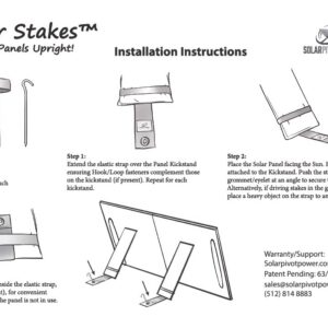 Solar Stakes - Anchor Portable Solar Panels with Seamless Add-on, Heavy Duty Strap with Hook/Loop and Elastic, 7" Aluminum Stake, Prevents Wind Tipping