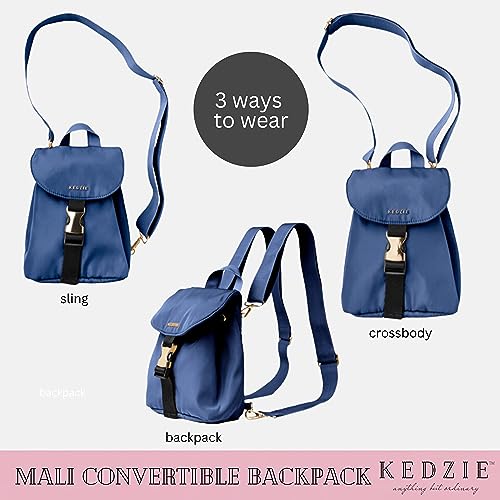 KEDZIE Mali Convertible Backpack Sling Crossbody Bag with Buckle Clip for Women - Black