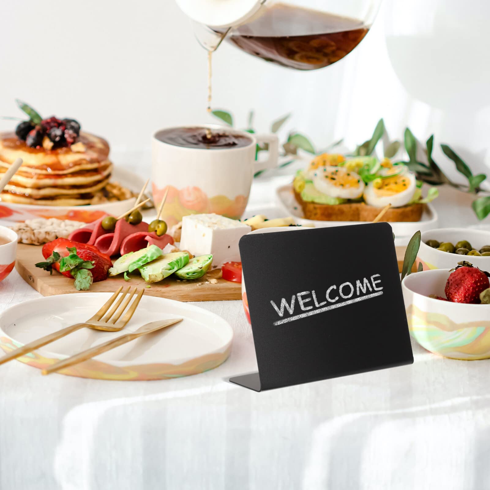 MAGICLULU 12Pcs Table Sign Chalkboard Food Label Sign Small Rectangle Chalkboards Blackboard for Weddings Birthday Parties