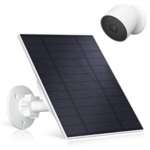 solar panel for google nest cam outdoor or indoor,5w ip66 waterproof solar panel for google nest camerawith 9.84ft charging cable & 360° mount