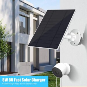 Solar Panel for Google Nest Cam Outdoor or Indoor,5W IP66 Waterproof Solar Panel for Google Nest Camerawith 9.84Ft Charging Cable & 360° Mount