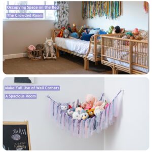 MIJAYENV 2 Pack Stuffed Animals Net or Hammock Plushie Net Stuffed Animal Hammock Corner Hanging Net for Stuffed Animals Storage Animal Hammock for Wall Corner of Nurseriy, Bedroom,