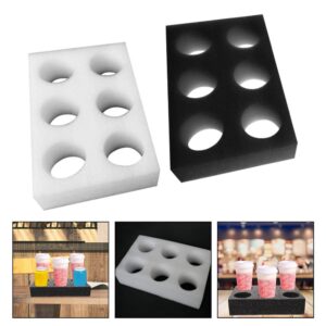 USHOBE 2Pcs Takeout Cup Trays, 6 Holes Coffee Cup Holder, to Go Coffee Cup Holder, Drink Carrier Tray Drink Carrier for Beverage Packing Tool for Drinks White+Black