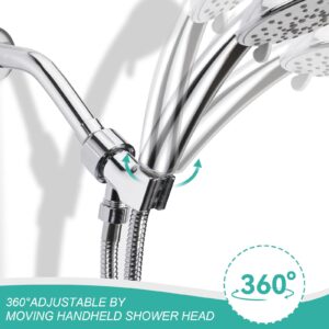 Adjustable Handheld Shower Head Holder- Brass Ball, Premium ABS Bracket- 360 Degree Rotatable：Arm Mount and Hose Connector, Shower Adapter- Easy Install and Replacement Parts, MAYYAYA (Chrome)