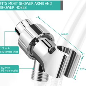 Adjustable Handheld Shower Head Holder- Brass Ball, Premium ABS Bracket- 360 Degree Rotatable：Arm Mount and Hose Connector, Shower Adapter- Easy Install and Replacement Parts, MAYYAYA (Chrome)