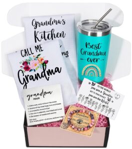 builtfit grandma gifts birthday gift for grandma from granddaughter - birthday gifts box for grandmother from grandchildren, christmas mothers day gifts set for great grandma nana wine tumbler set