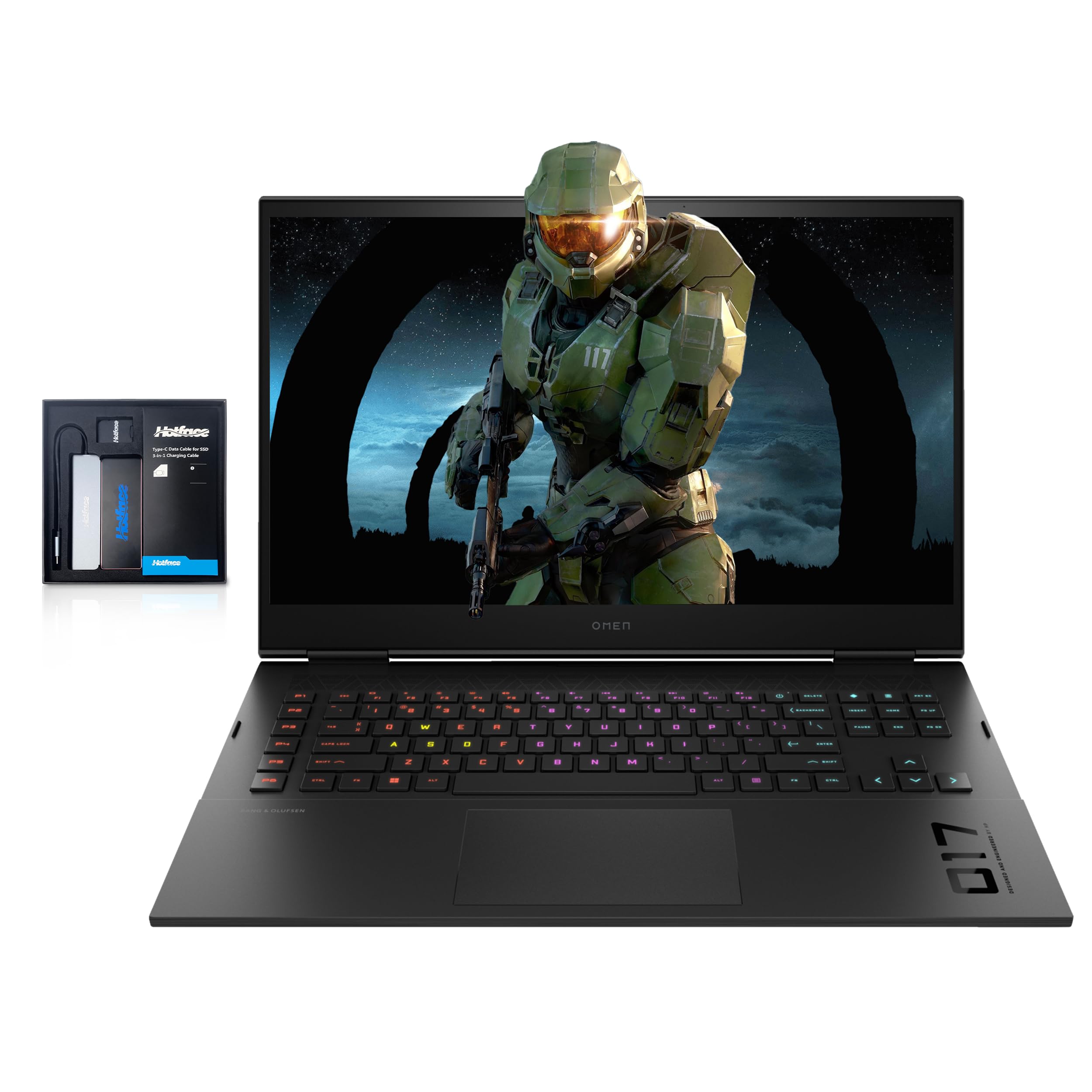 HP OMEN 17.3" 165Hz Gaming Laptop, Core i7-12700H, 64GB DDR5 RAM, 4TB PCIe SSD, Backlit Keyboard, NVIDIA GeForce RTX 3070Ti, HD Webcam, Win 11 Pro, Black, 128GB Hotface Extension Set