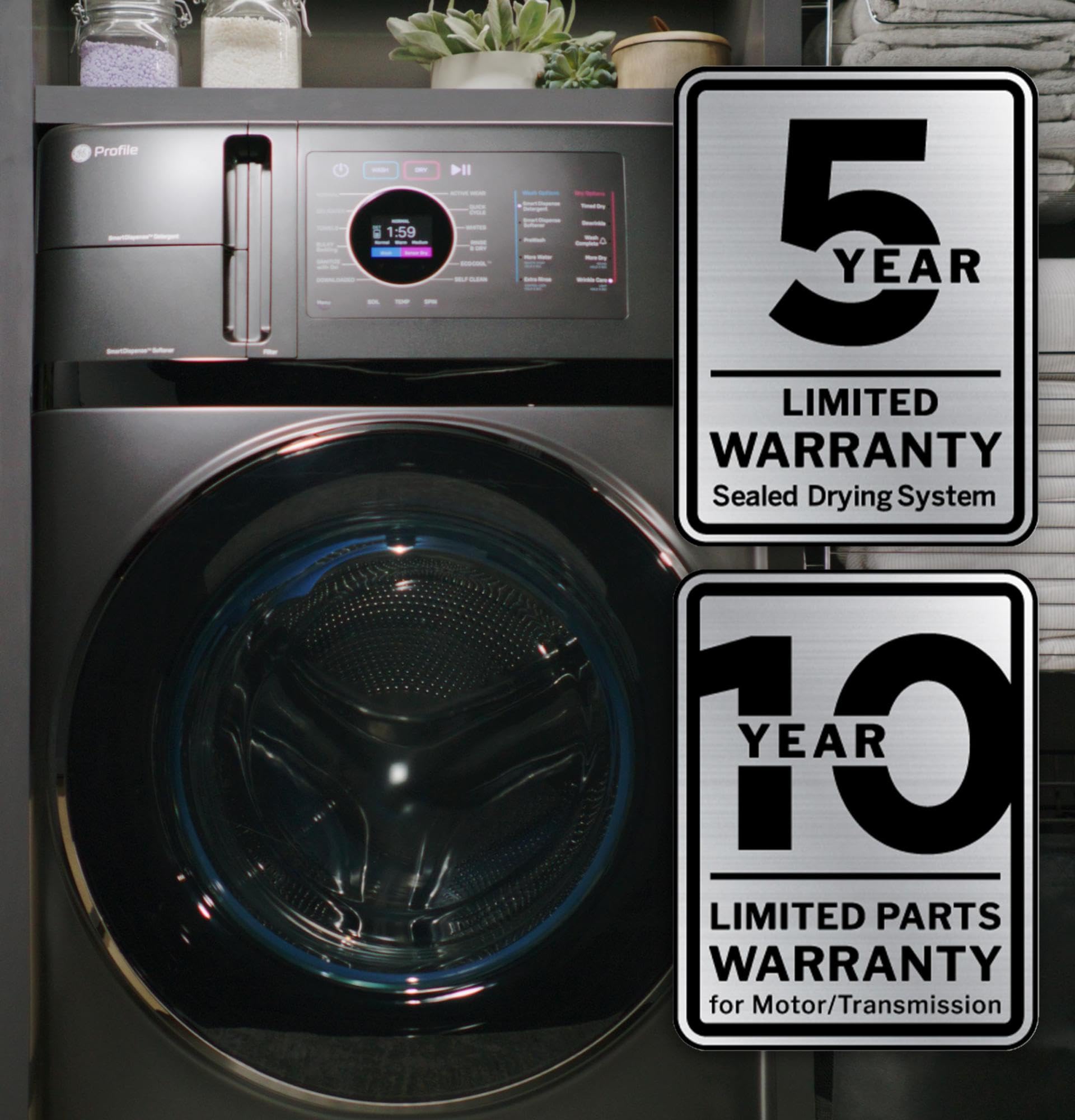 GE Profile PFQ97HSPVDS 28 Inch Smart Front Load Washer/Dryer Combo with 4.8 cu.ft. Capacity, 12 Wash Cycles, 14 Dryer Cycles