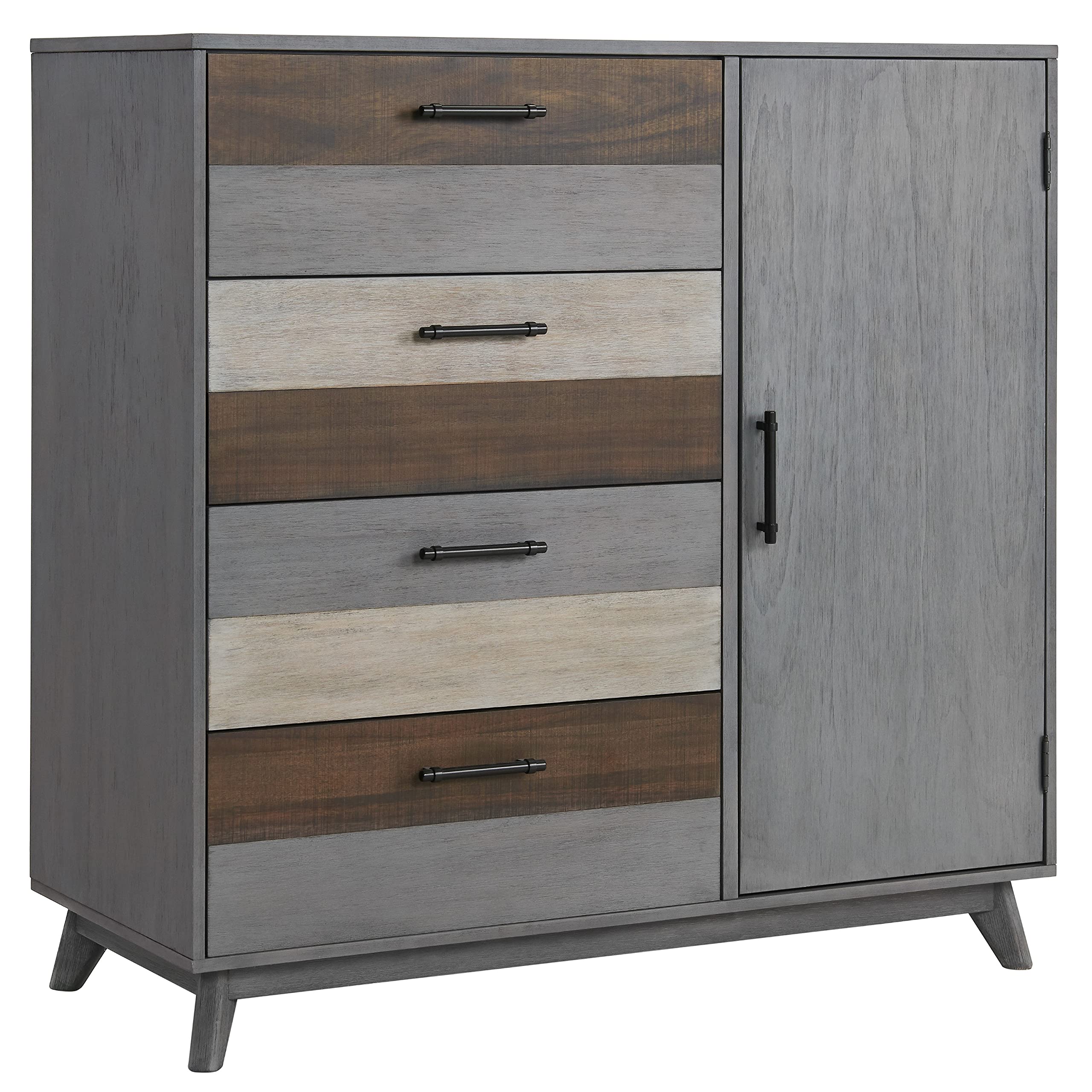 Soho Baby Cascade Premium Soft Closing 4-Drawer Chifferobe with Adjustable Shelves and Hanging Rod, Wire Brush Multi-Tone Gray Finish