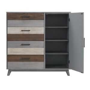 Soho Baby Cascade Premium Soft Closing 4-Drawer Chifferobe with Adjustable Shelves and Hanging Rod, Wire Brush Multi-Tone Gray Finish