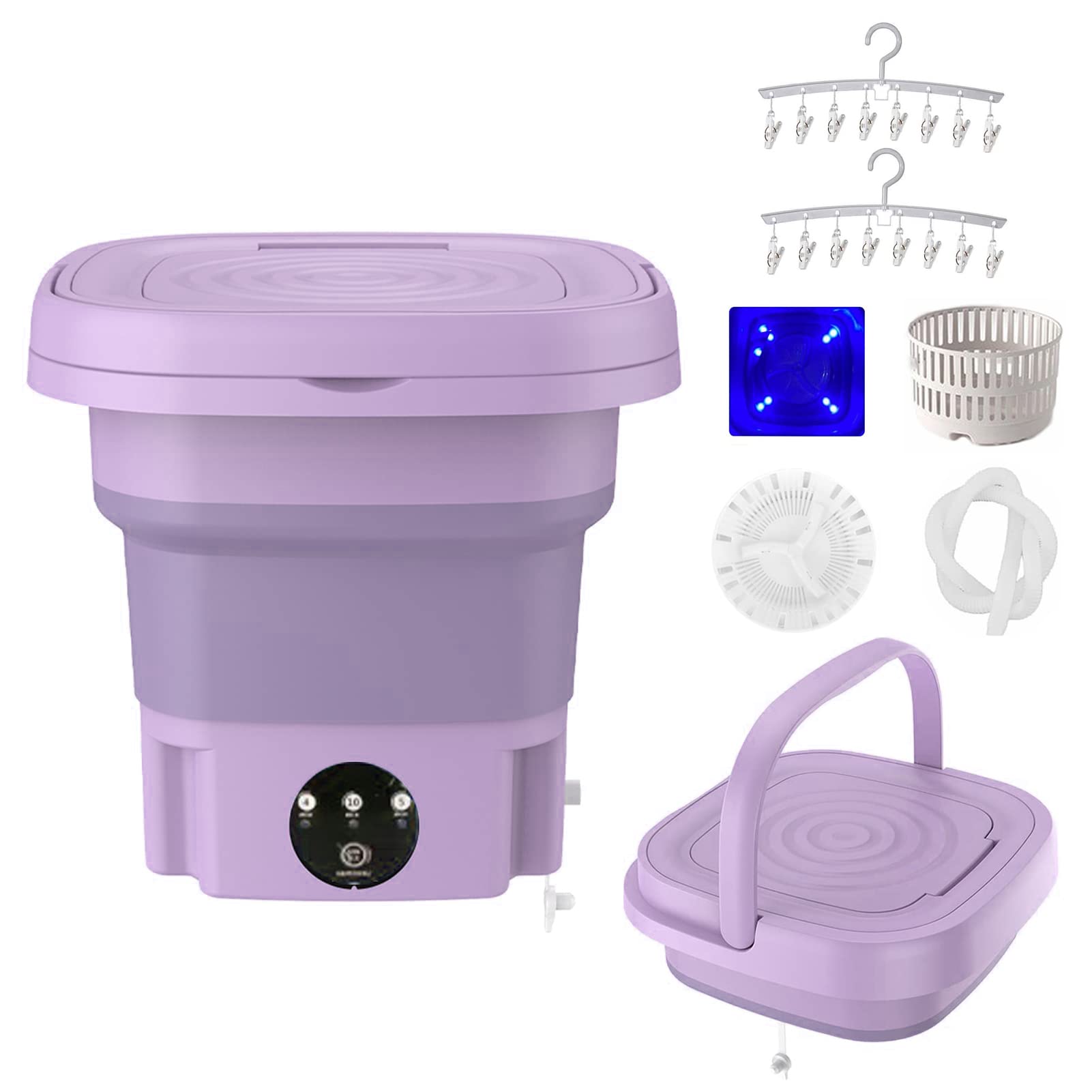 Foldable Portable Washing Machine Mini Portable Clothes Washer and Dryer High Capacity Mini Washer with 3 Modes Deep Cleaning Half Automatic Washt