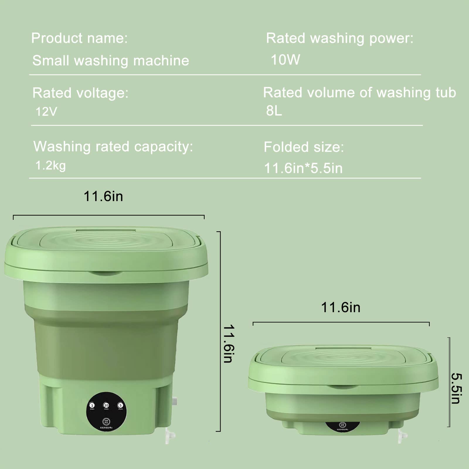 Foldable Portable Washing Machine Mini Portable Clothes Washer and Dryer High Capacity Mini Washer with 3 Modes Deep Cleaning Half Automatic Washt