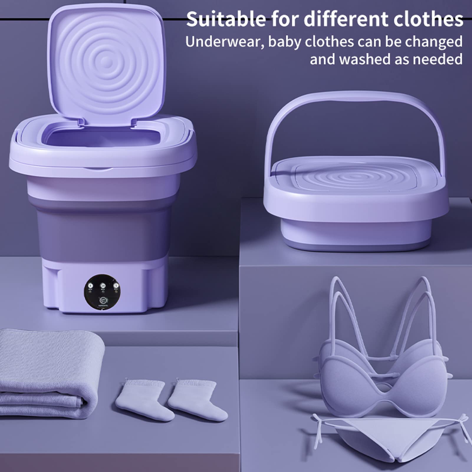 Foldable Portable Washing Machine Mini Portable Clothes Washer and Dryer High Capacity Mini Washer with 3 Modes Deep Cleaning Half Automatic Washt