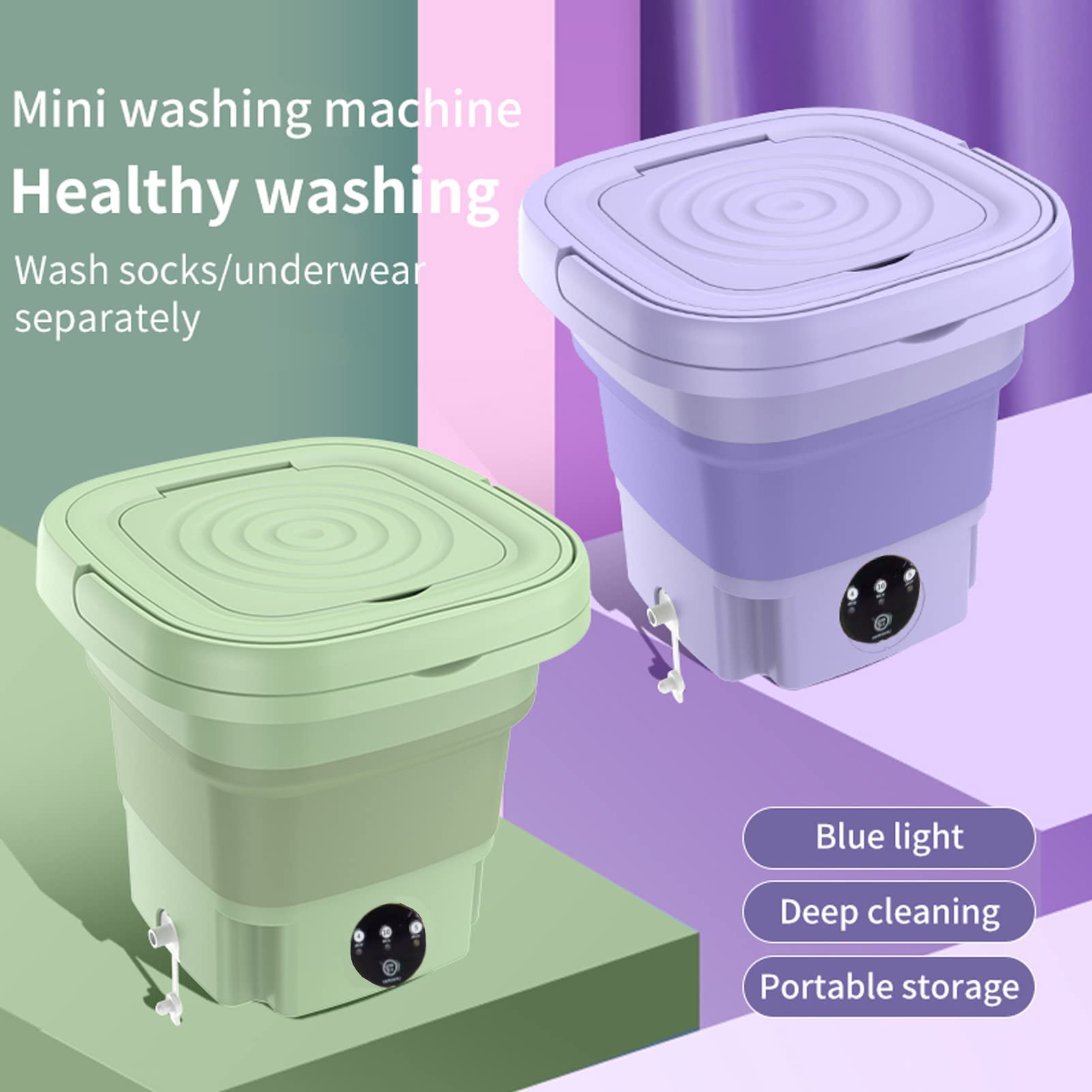 Foldable Portable Washing Machine Mini Portable Clothes Washer and Dryer High Capacity Mini Washer with 3 Modes Deep Cleaning Half Automatic Washt