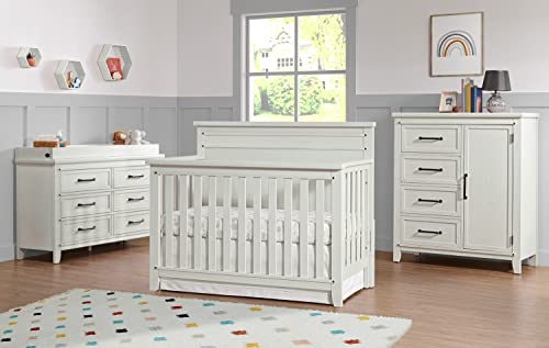 Soho Baby 49045480 Ellison Premium 4-Drawer Chifferobe with Adjustable Shelves, Wire Brush Rustic White Finish