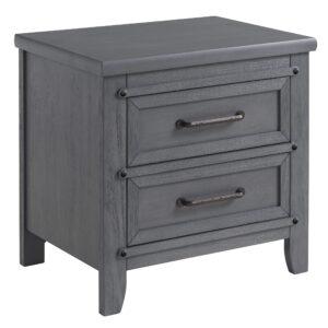 soho baby ellison premium 2-drawer nightstand, wire brush ash gray finish