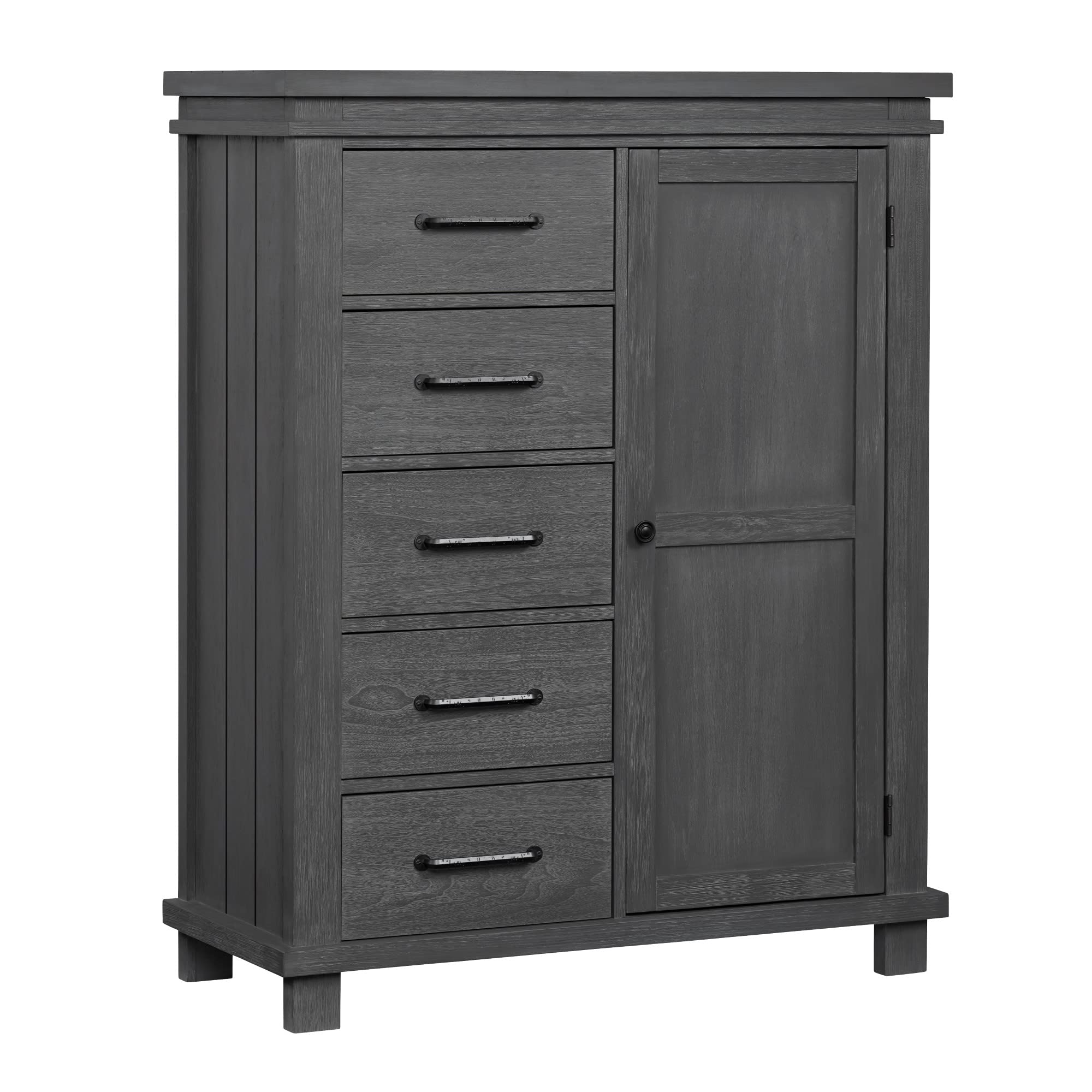 Soho Baby 43045210 Hampton Premium Soft Closing 5-Drawer Chifferobe with Adjustable Shelves and Hanging Rod, Wire Brush Canyon Gray Finish