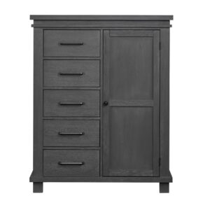 Soho Baby 43045210 Hampton Premium Soft Closing 5-Drawer Chifferobe with Adjustable Shelves and Hanging Rod, Wire Brush Canyon Gray Finish