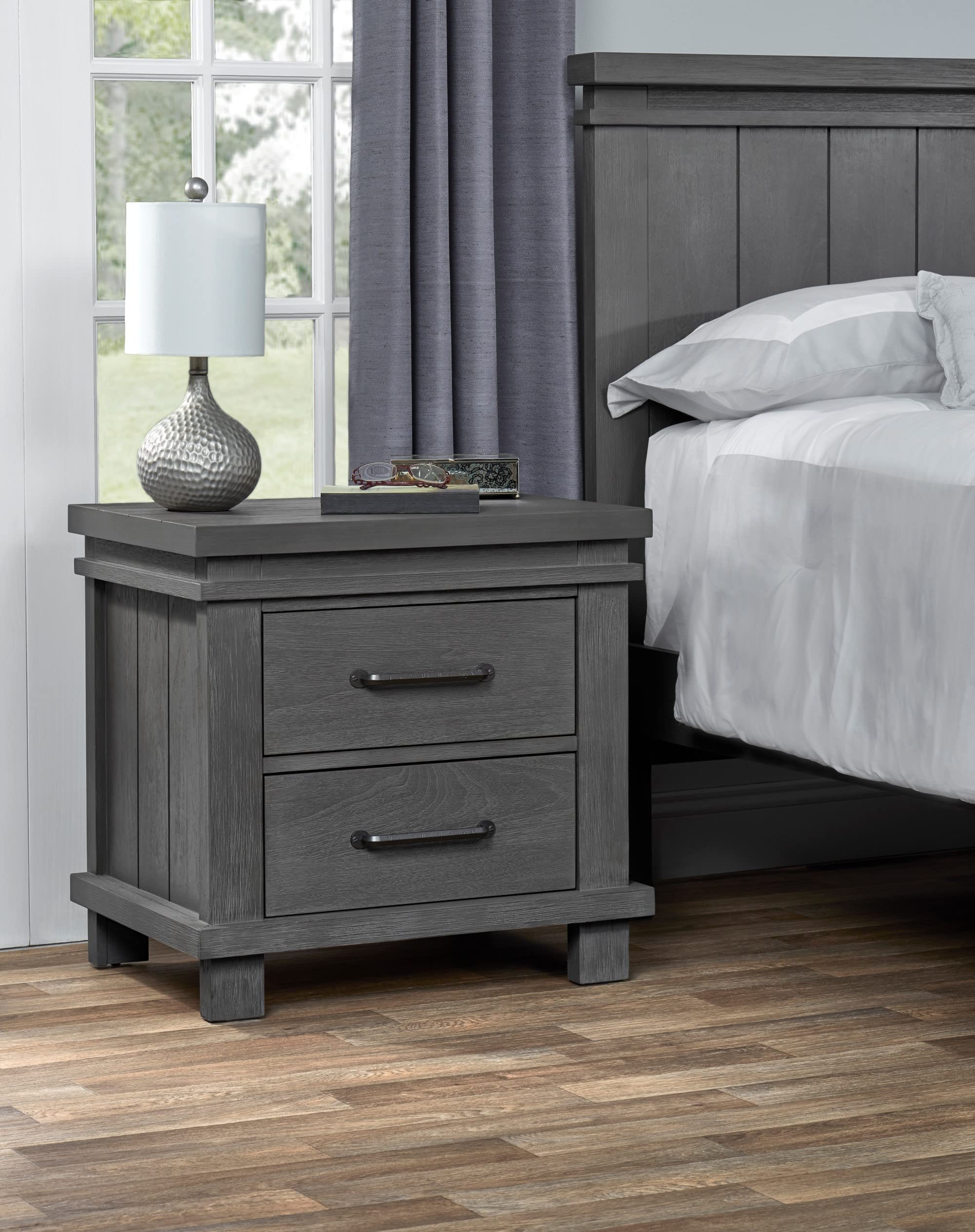 Soho Baby 43022210 Hampton Premium Soft Closing 2-Drawer Nightstand, Wire Brush Canyon Gray Finish