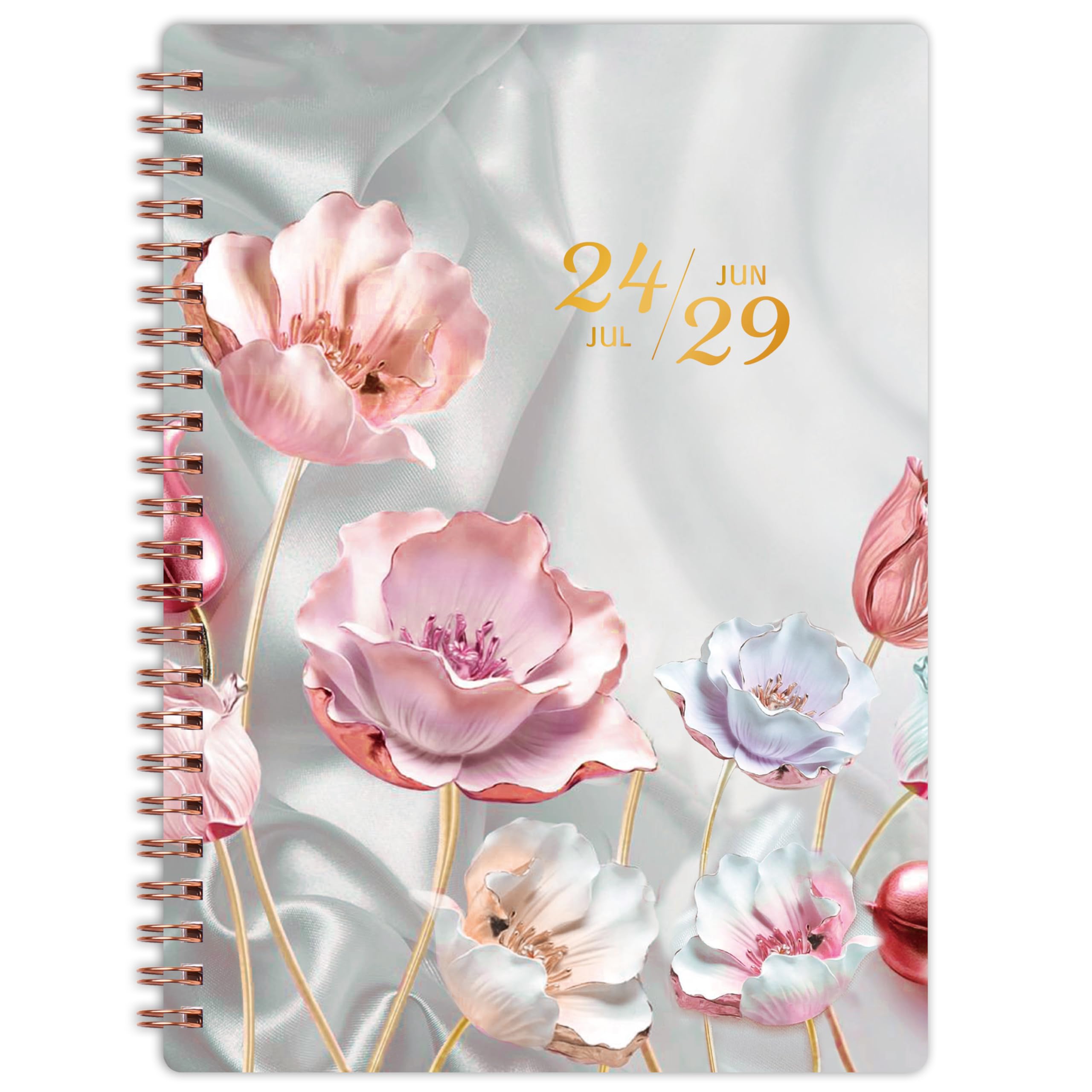 2024-2029 Monthly Planner Spiral Bound - 5 Year Monthly Planner/Monthly Calendar 2024-2029, Jul. 2024 - Jun. 2029, 6.4" x 8.5" - Pink Flower