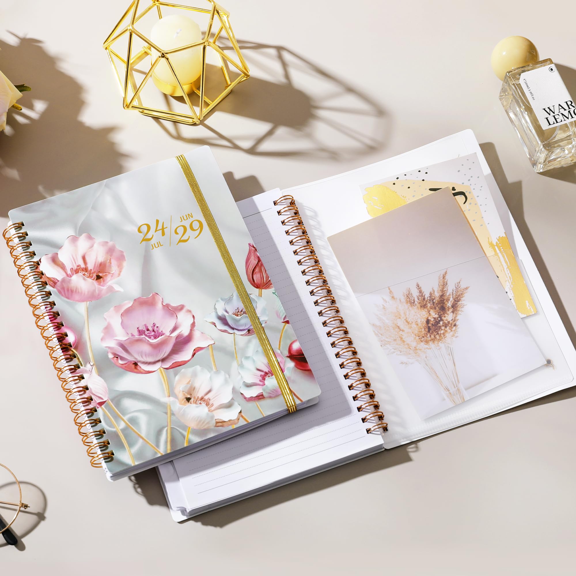 2024-2029 Monthly Planner Spiral Bound - 5 Year Monthly Planner/Monthly Calendar 2024-2029, Jul. 2024 - Jun. 2029, 6.4" x 8.5" - Pink Flower