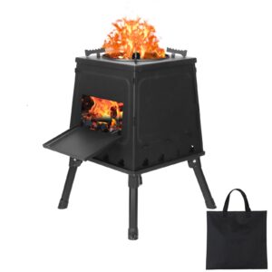 portable wood burning stove folding outdoor camping backpacking stove with carry bag for barbecue cooking heating bbq (small)