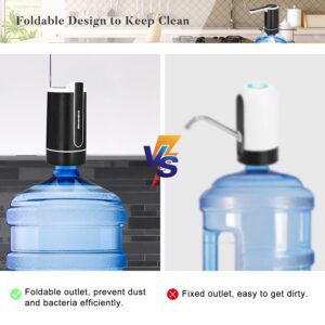 BANGMENG 5 Gallon Water Dispenser Electric Water Jug Dispenser Portable Drinking Water Pump for 2-5 Gal Bottle USB Rechargeable (Black)