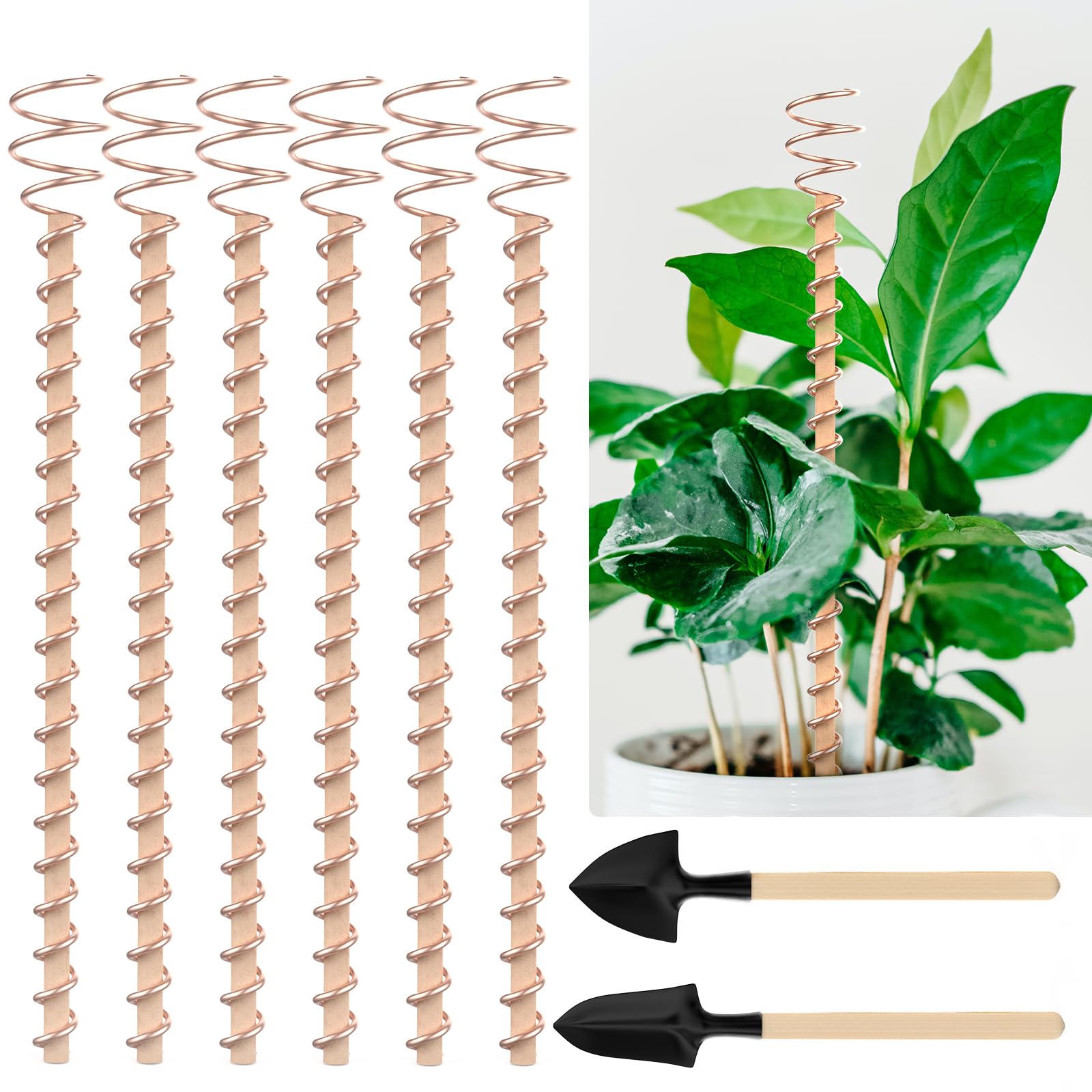 Electroculture Plant Stakes, 6 Pack 11.5" Long Copper Garden Stakes, Electroculture Gardening Copper Coil Antennas for Growing Garden, Indoor Plants and Vegetables, High-Yield, Eco-Friendly