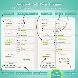 Planner, Undated Daily Planner with To Do List, 365 Days Planner for ADHD, Agenda for Women Men, Hourly Planner Notebook for Goal Setting, Productivity Organizer with Calendar, 8.3" x 5.8" (Blue)