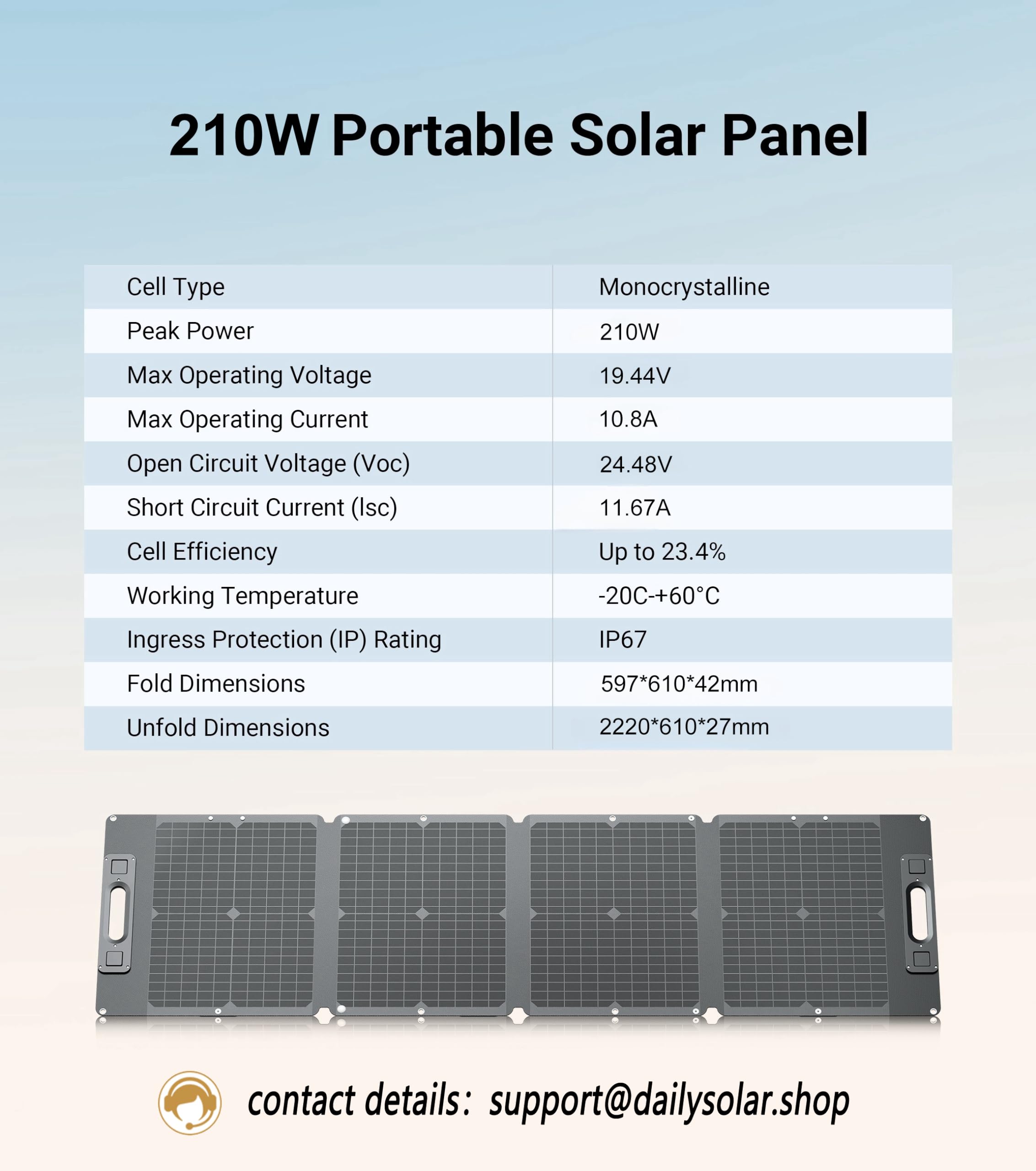 DailySolar 210W Ultra Lightweight Portable Solar Panel,100% Power Station Compatible, New Carbon Fiber Material, A-grade Premium High-Efficiency Monocrystalline PV Module, Ideal for Outdoor Camping,RV