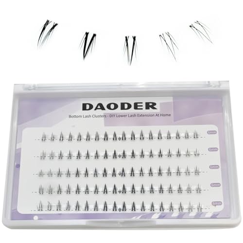 Bottom Lash Clusters DIY Eyelash Extensions - DAODER 90pcs Wispy Natural Look Clear Band Lashes for Bottom Eyelashes 6mm