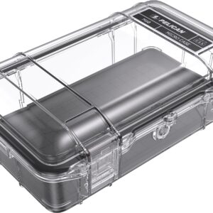 Pelican M60 Micro Case - Waterproof Case (Dry Box, Field Box) for iPhone, GoPro, Camera, Camping, Fishing, Hiking, Kayak, Beach and More (Black/Clear)