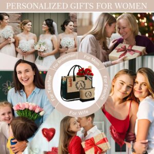 YOOLIFE Mothers Day Gifts - Mothers Day Gifts for Mom, Mothers Day Gifts for Wife, Birthday Gifts for Women, Gifts for Women, Teacher Appreciation Gifts for Women, A Initial Tote Bag Gifts for Women