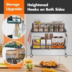 SUNALLY Magnetic Spice Rack for Refrigerator, 4 Pack Magnetic Fridge Shelf with Hooks, Spice Organizer Shelf for Kitchen Organization and Storage, Seasoning Organizer Gadgets for Metal Surface