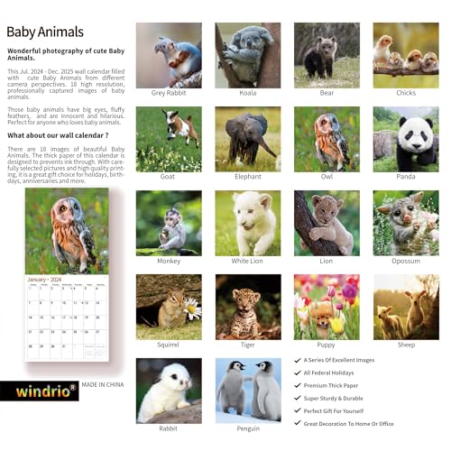 2024 Wall Calendar,Calendar 2024, November 2023 - December 2024, Wall Calendar Puppy, 12" x 24" Opened,Full Page Months Thick & Sturdy Paper for Gift Kids Teen Calendar Organizing & Planning