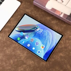 GLOGLOW 2 in 1 Tablet, 4G Calling Stereo Dual Speaker Gold 10.1 Inch FHD Tablet 5G WiFi 100‑240V Octa Core CPU with Keyboard for Android 12 for Work (US Plug)