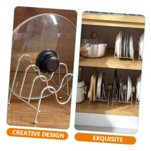 Zerodeko 3pcs Three Layer Pot Lid Rack, Iron, Silver, Storage Rack