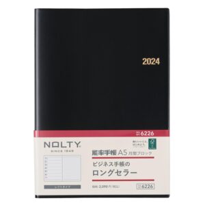 nippon management center noritsu nolty notebook, 2024 a5 weekly, monthly block, black, 6226 (begins december 2023)