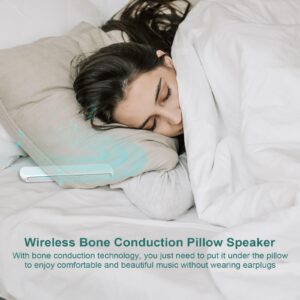 GroTawel Pillow Speaker Bone Conduction Stereo, Mini Portable Bluetooth Sleep Headphones for Deep Sleeping, Insomnia White Noise Machine for Side Sleepers-White