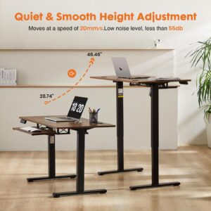Electric Standing Desk with Keyboard Tray, 55 x 24 Inches Large Height Adjustable Desk Stand Up Desk with 3 Memory Presets, Ergonomic Computer Desk Home Office Desk Sit to Stand Desk, Rustic Brown