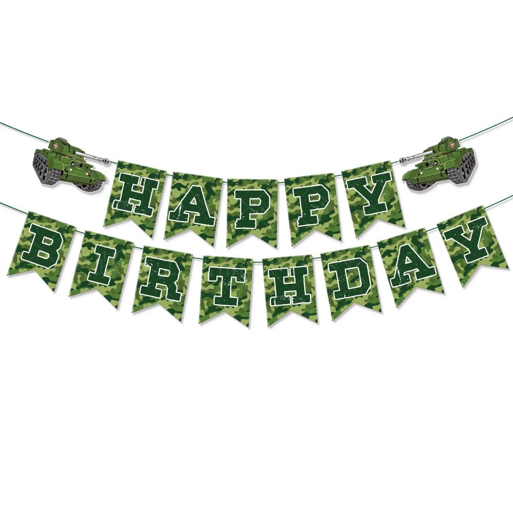 Army Birthday Party Decorations Camouflage Party Decoration Include Camo Happy Birthday Banner and Military Theme Hanging Swirls Decor for Boys Girls Birthday Party Supplies