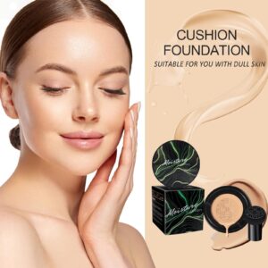 Mushroom Head Air Cushion CC Cream - BB Cream Foundation Makeup, Long-Lasting Makeup Even Skin Tone, Concealer Moisturizing Oil Control Waterproof, Makeup Base Primer for All Skin Types(Natural)