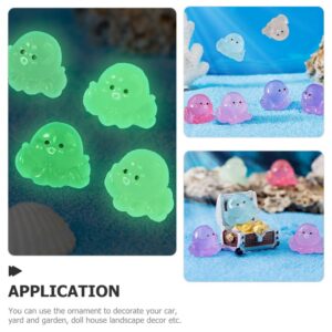 Yardwe 24Pcs Shine lace Decorate Luminous Toy Accessories Statue Movable Household House Baby Ornaments Ocean Luminous Octopus Statue Animal Mini Planter Model Resin Octopus