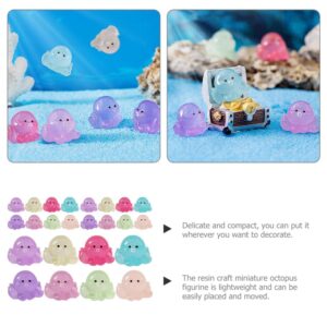 Yardwe 24Pcs Shine lace Decorate Luminous Toy Accessories Statue Movable Household House Baby Ornaments Ocean Luminous Octopus Statue Animal Mini Planter Model Resin Octopus