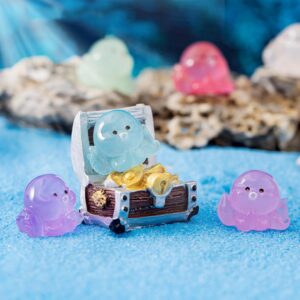 Yardwe 24Pcs Shine lace Decorate Luminous Toy Accessories Statue Movable Household House Baby Ornaments Ocean Luminous Octopus Statue Animal Mini Planter Model Resin Octopus