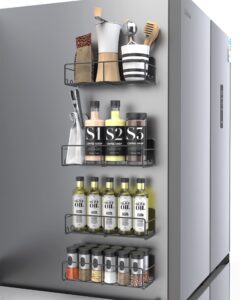 xheneeb magnetic spice rack for refrigerator 4 pack magnetic spice rack fridge organizers and storage metal magnetic shelf