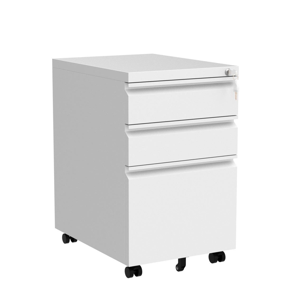 Sweetcrispy File Cabinet - 3 Drawer File Cabinet with Lock, Mobile Rolling File Cabinet, Under Desk File Cabinet with Pre-Assembled, Metal Small File Cabinet for Home Office