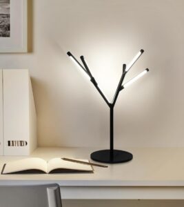 q&s bedside table lamp,modern led black table lamp mid century industrial side table lamp for living room bedroom office desk