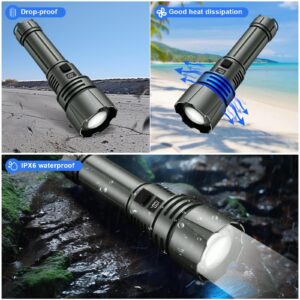 bailinghai Rechargeable Flashlights High Lumens, 250000 Lumens Flash Light Super Bright LED Tactical Flashlight, 5 Modes IPX6 Powerful Handheld Waterproof Flashlights for Home Camping Emergency